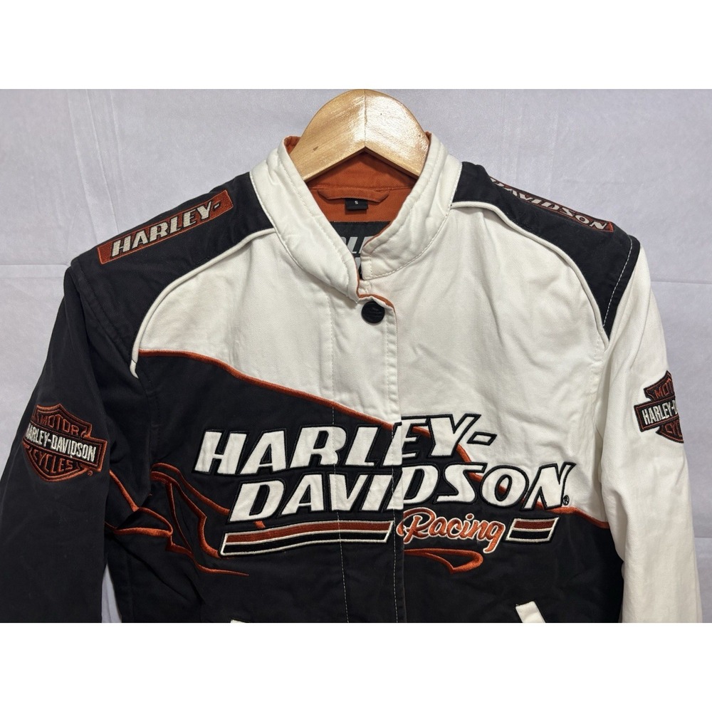 Harley Davidson Jacket Women's Small Screamin' Eagle White Black Flame Racing - Picture 2 of 12